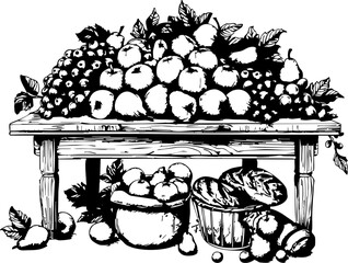 Farmers market action fruit bounty display outdoor setting digital vibrant environment eye-level viewpoint fresh produce