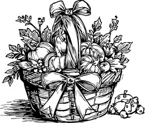 Harvesting autumn a bountiful basket of fruits and vegetables home garden cozy atmosphere artistic view seasonal delight