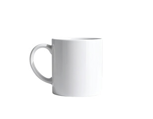 Empty white mug with handle, centered, studio shot