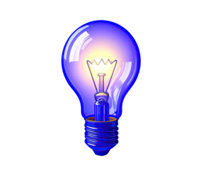 A glowing, vibrant purple lightbulb