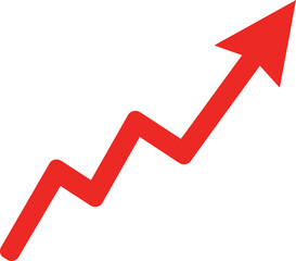 "Red Upward Arrow Indicating Growth or Progress"
