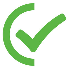 "Green Check Mark Inside a Partial Circle Symbolizing Confirmation or Completion"