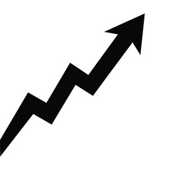 "Sharp Black Zigzag Arrow Indicating Rapid Growth or Increase"