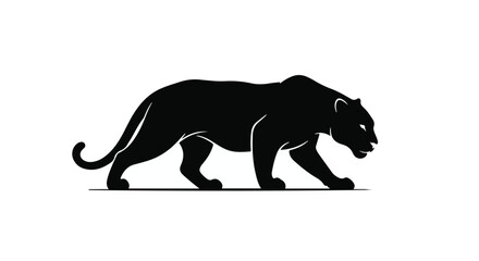 Naklejka premium Powerful black panther walking stealthily across a clean white background