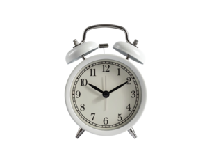 White alarm clock, showing a specific time (1)