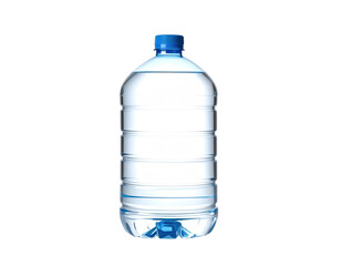 Large, clear plastic water bottle with a blue cap (1)