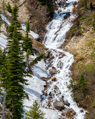 Meandering waterfall in the high Idaho mountains
