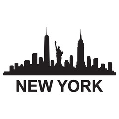 Naklejka premium Black New York skyline silhouette white background minimal vector design