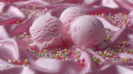 Ice cream scoops pink background sweet dessert food lifestyle photography composition