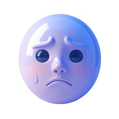Fototapeta premium Light purple, round emoticon, sad expression