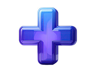 Obraz premium 3D rendered plus sign, vibrant purple-blue hue, glossy finish