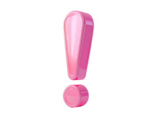 Pink exclamation point, 3D rendering