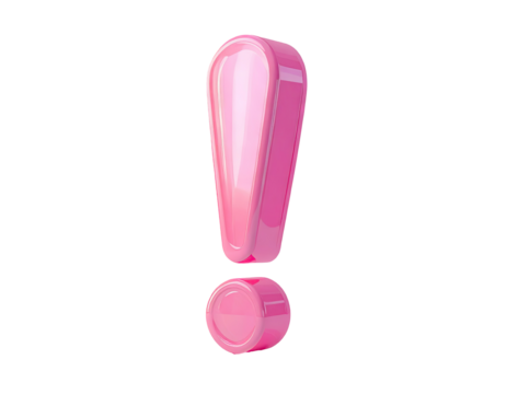 Pink exclamation point, 3D rendering