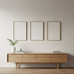 Minimalist Wall Mockup with Square Frames