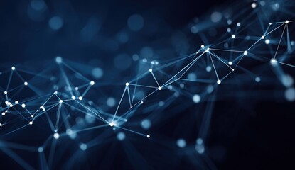 Abstract network of interconnected points and lines in dark blue