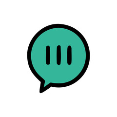 Teal speech bubble with three vertical lines isolated on transparent background