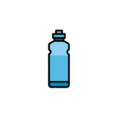 Blue water bottle with liquid isolated on transparent background