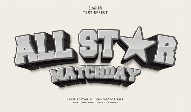 All Star Matchday Editable Text Effect Style 3d Vintage Sport