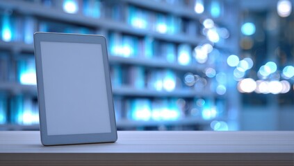 Tablet computer on a table in a library setting