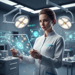Future of Healthcare:  Medical Professional Using Advanced Technology