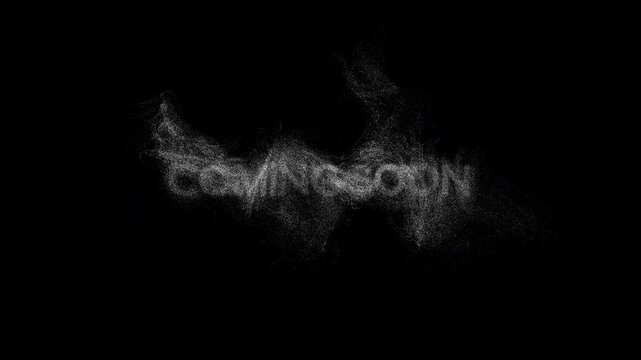 Epic cinematic COMING SOON text reveal, 4K movie trailer animation with glowing particles, dramatic motion, and futuristic style.