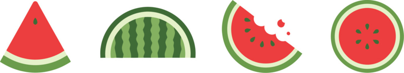 Colorful slices of watermelon fruit diverse shapes and forms represented visually vector