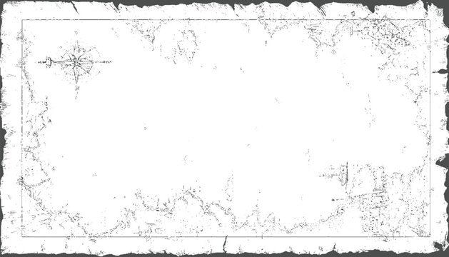 Aged parchment map with compass and ship rose
