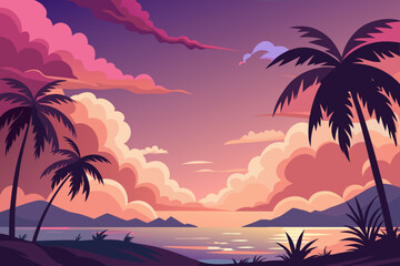 sunset on tropical beach