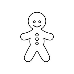 Gingerbread man outline with button detail on transparent background