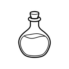 Outline drawing of a potion bottle filled on transparent background