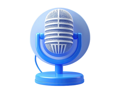 3D rendered light blue microphone icon (1) - Powered by Adobe