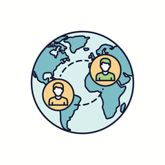 Global network icon. Remote team & international communication vector symbol.