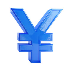 Obraz premium 3D rendered, vibrant blue Yen symbol