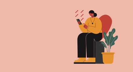 Modern illustration of a person using a smartphone, symbolizing digital communication, online connectivity, and contemporary lifestyle or business engagement.