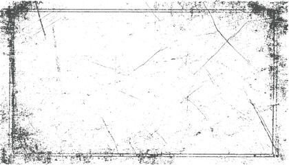 Grungy distressed rectangular frame with scratches and speckles grunge border
