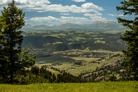 Electric Peak Seen Across The Yellowstone Valley From A Rolling Hillside