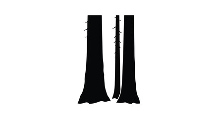 Tall, slender black trees stand starkly against a white background, creating a minimalist, elegant forest silhouette.