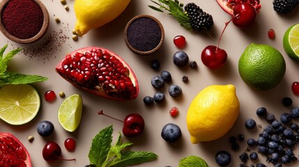 Flatlay rustic fresh fruits citrus photography lifestyle organic natural gourmet inspiration stylish decor artistic composition creative design modern healthy food