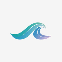 Stylized ocean wave with gradient colors and textured lines