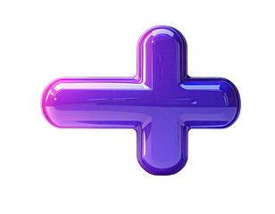Obraz premium 3D plus sign, vibrant purple-violet gradient, glossy (2)