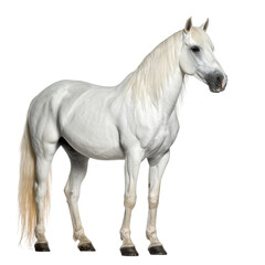 Obraz premium Majestic white horse standing gracefully equestrian beauty with flowing mane illustration isolated on transparent background