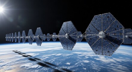 Space Station Solar Panels in Orbit.