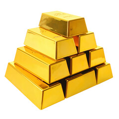Stack of shiny gold bars wealth and investment illustration isolated on transparent background