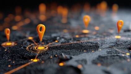 Global network map with orange markers