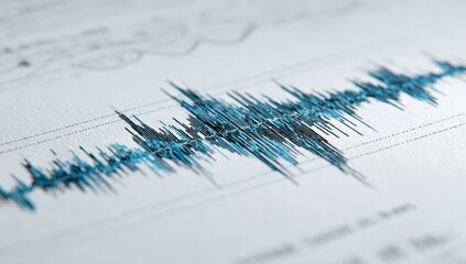 Close-up of a sound wave graph on paper