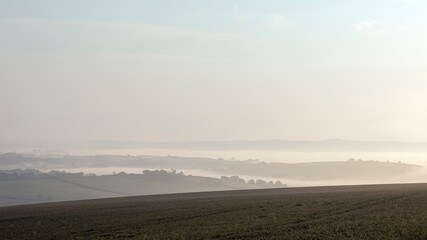 fields and meadows in south cornwall at sunrise