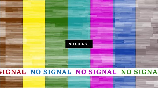 Television grainy noise effect colorful animation. No Signal TV Test Pattern glitch effects animation.Old TV Glitch Noise Animation Retro Static Interference analog television screen.