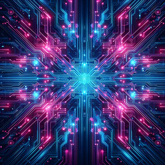 Futuristic digital circuit – glowing technology motherboard connection