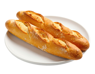 Two crusty baguettes on a white plate (1)