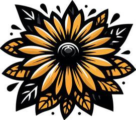 Black eyed susan logo icon vector white background .